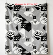 Chanel Geometric CC Logo Monochrome Flannel Throw Blanket IMG_7068